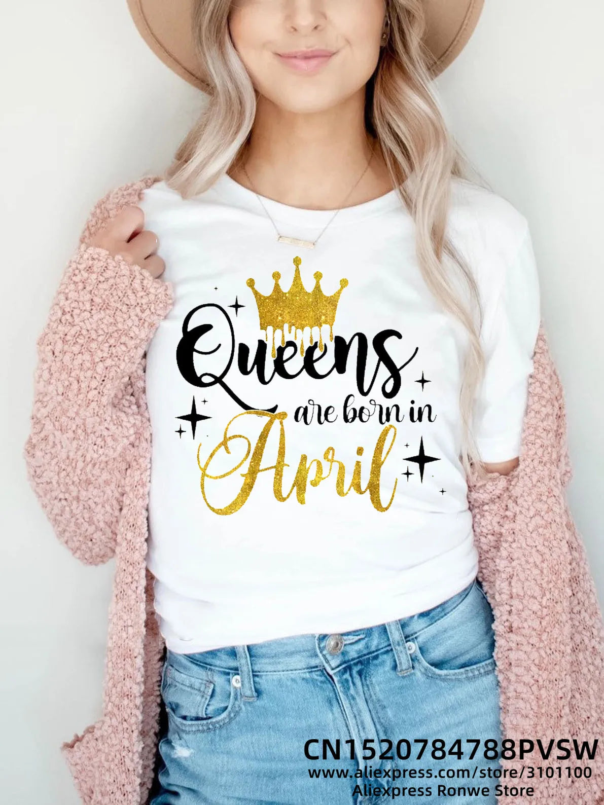 Birthday Queens Are Born in January August December June July February Women Girl Y2K Print T-shirt LadyTees Tops