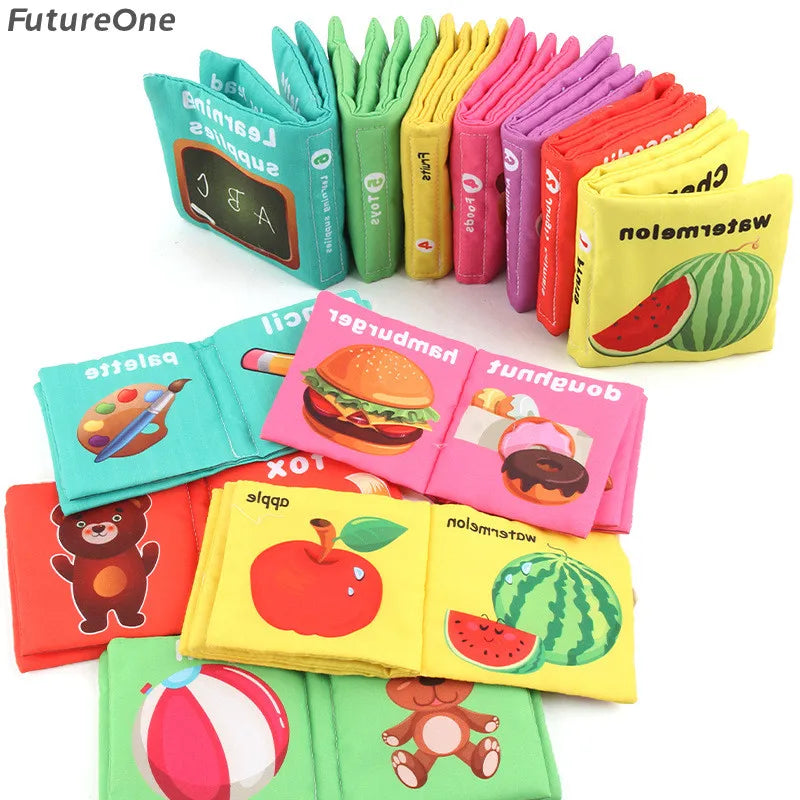 0-12 Months Baby English Palm Three-dimensional Cloth Book Newborn Soft Book Early Childhood Education Baby Cloth Book