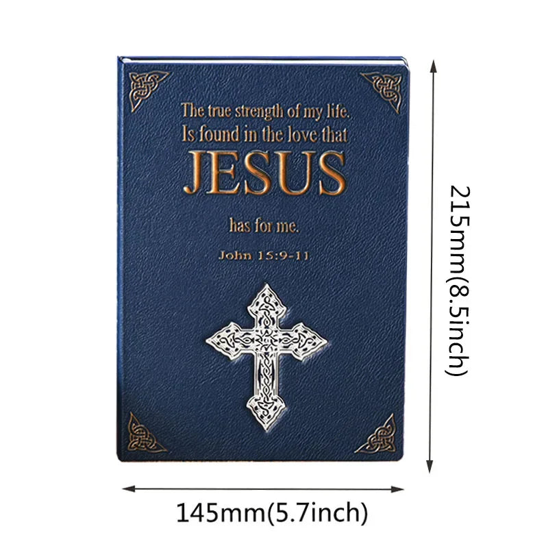 Jesus Diary A5 Vintage Notebook 3D Leather Embossed Cross Notepad Bible Note Book Travel Planner Log Writing Stationery Supplies