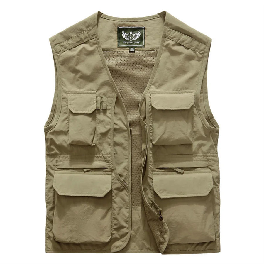 Outdoor Vest Men's Multi-Pocket Loose Workwear Sleeveless Jacket Men Climbing Hiking Fishing Cargo Tool Waistcoat Oversize 6XL