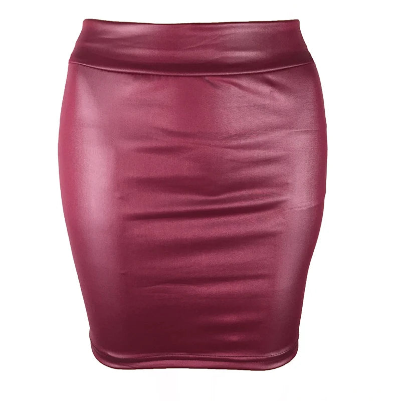 High-waist Tight Hip-hugging Skirt, Sexy Imitation Leather Hottie Skirt