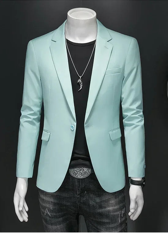 Fashion Men's Business Casual Blazer Black White Red Green Solid Color Slim Fit Jacket Wedding Groom Party Suit Coat M-6XL