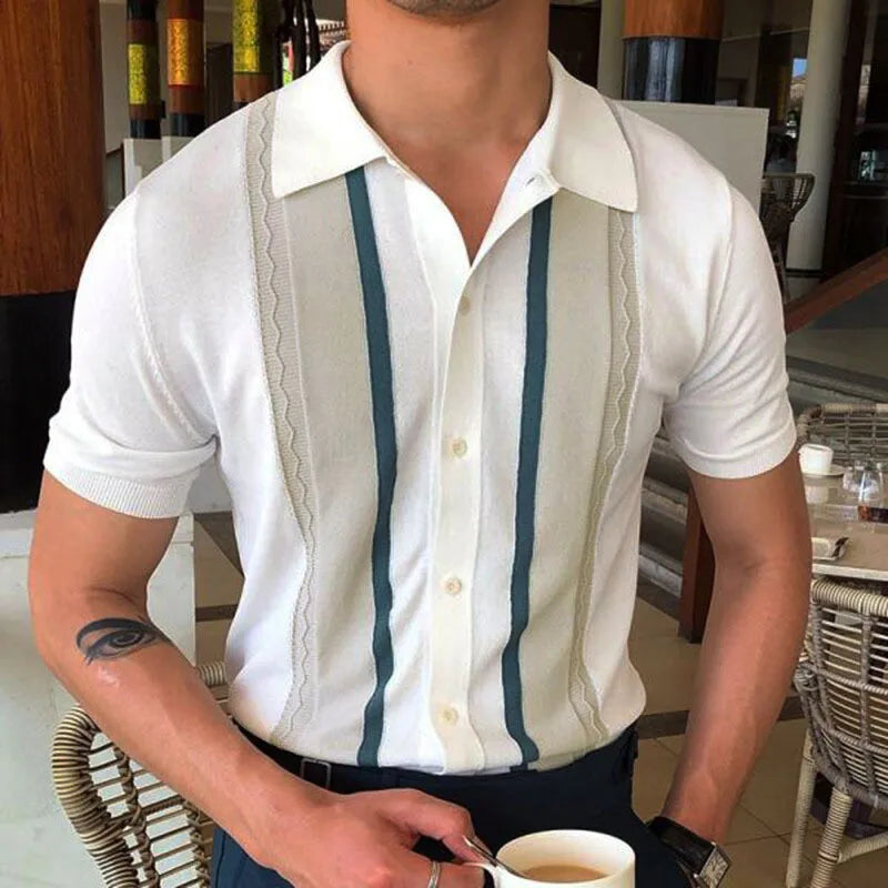 short sleeve polo shirt slim business cardigan streetwear casual tops