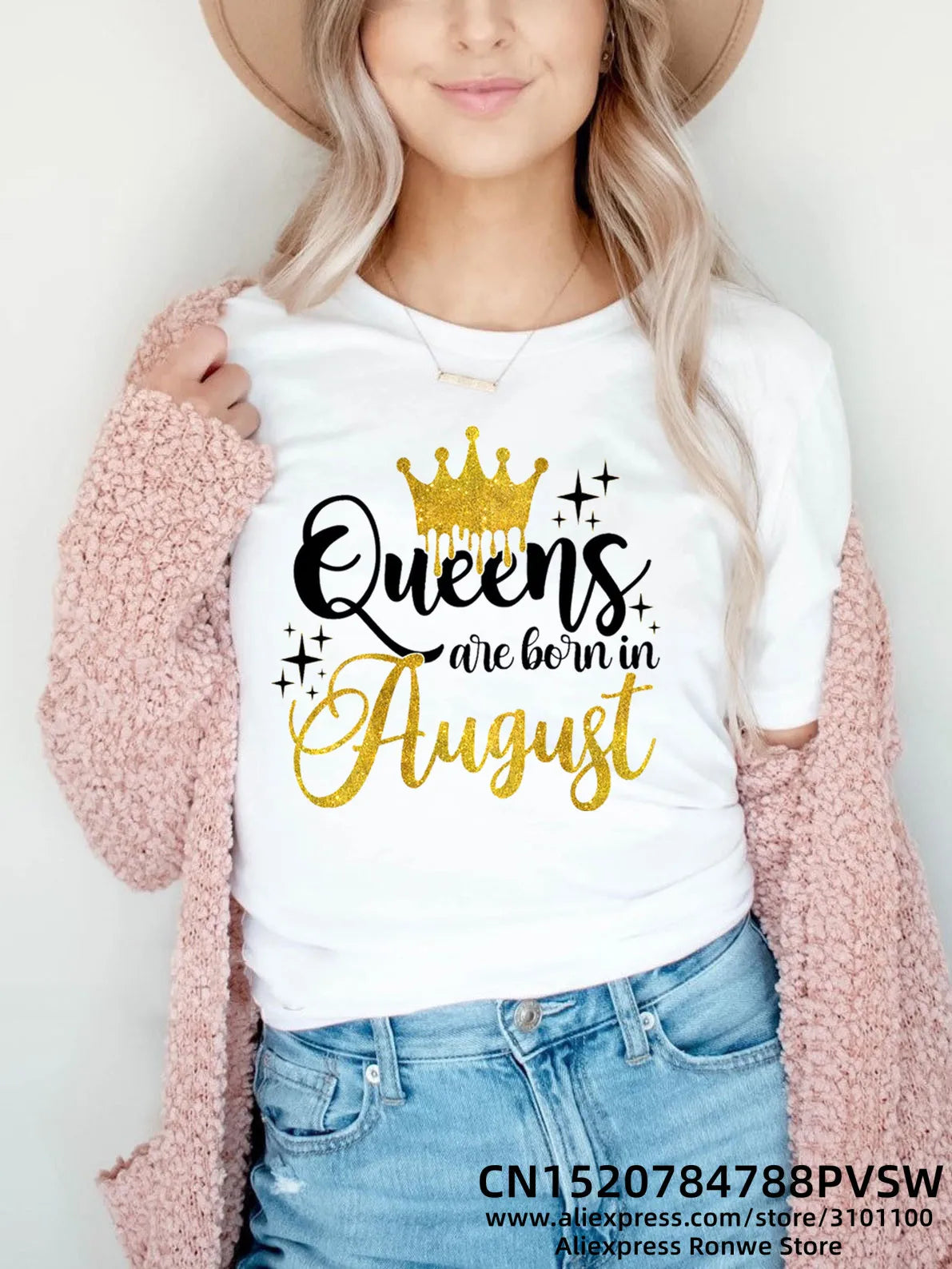 Birthday Queens Are Born in January August December June July February Women Girl Y2K Print T-shirt LadyTees Tops