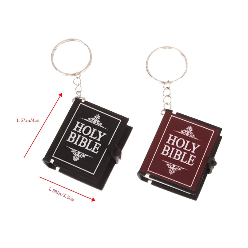 Mini Bible Keychain Book Pendant Key Chain Car Key School Bag Decoration Accessories English Cross Religious Keyring