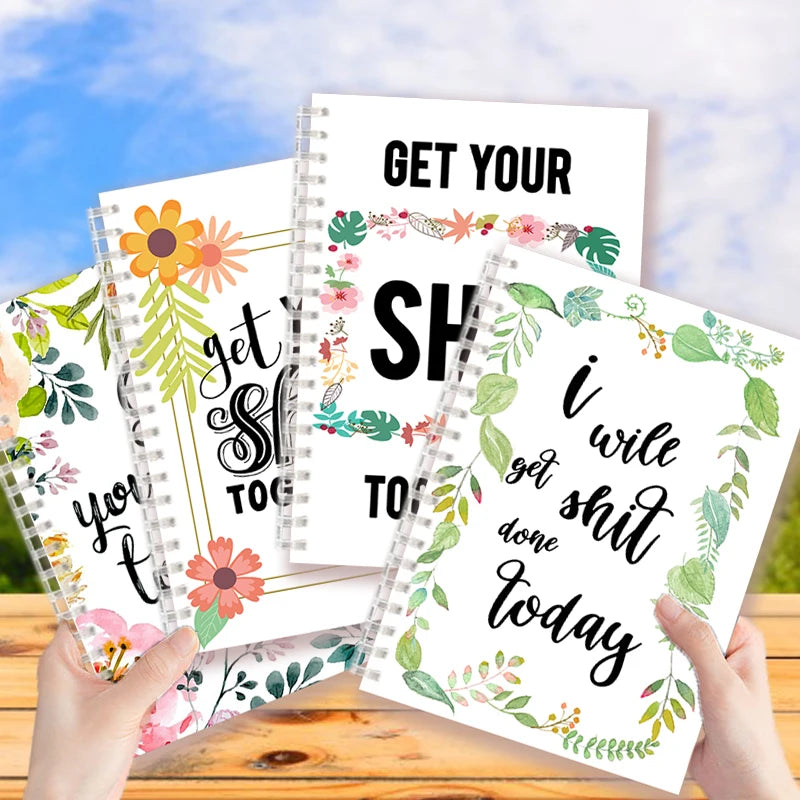 Spiral Notebook Get Tour Shit Together Floral Cover Motivational Unique Note Book Budget Checklist Journal Diary Inspiring Quote