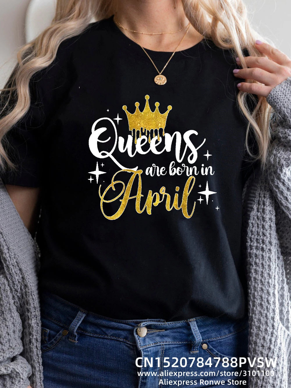 Birthday Queens Are Born in January August December June July February Women Girl Y2K Print T-shirt LadyTees Tops